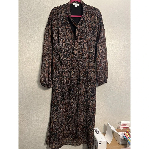 Evereve Eliza Paisley Dress Size Large Midi - Picture 2 of 7